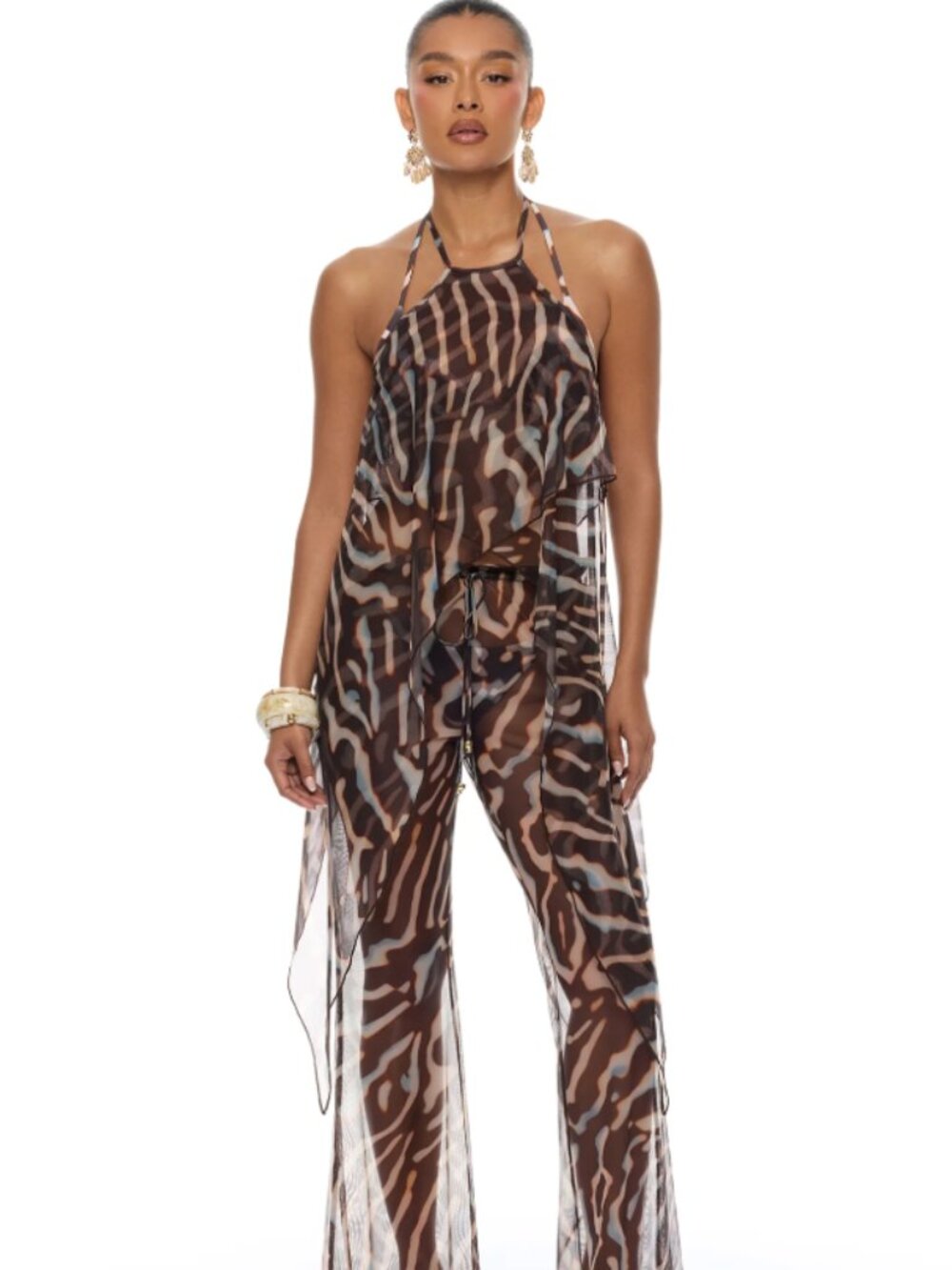 Mesh Tunic Bikini Cover Up Top